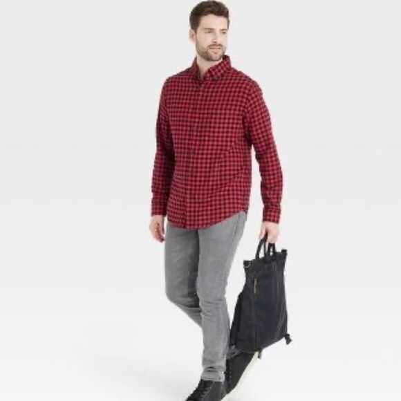 😊 3/$30 Lightweight Flannel Button-Down Shirt - Men’s Goodfellow & Co™ Sz M NWT - Picture 3 of 14
